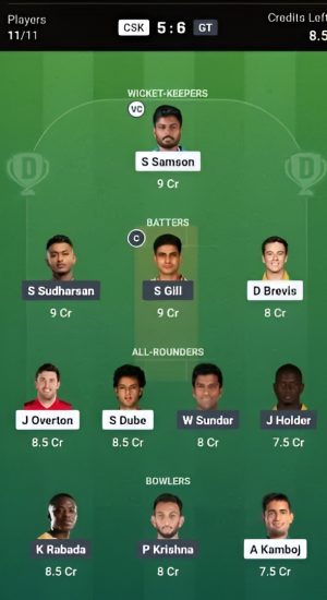 GT vs CSK IPL 2026 Team Prediction