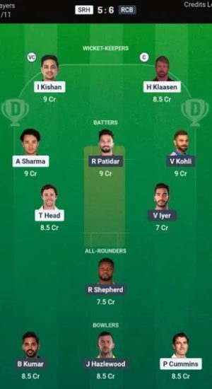 SRH vs RCB pitch report
